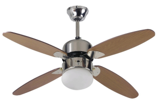 Stropní ventilátor s vestavěným světlem Sri Lanka, vrtule 107cm, 3 rychlosti, E27, 60W, letní a zimní režim, ovládání řetízkem, Farelek